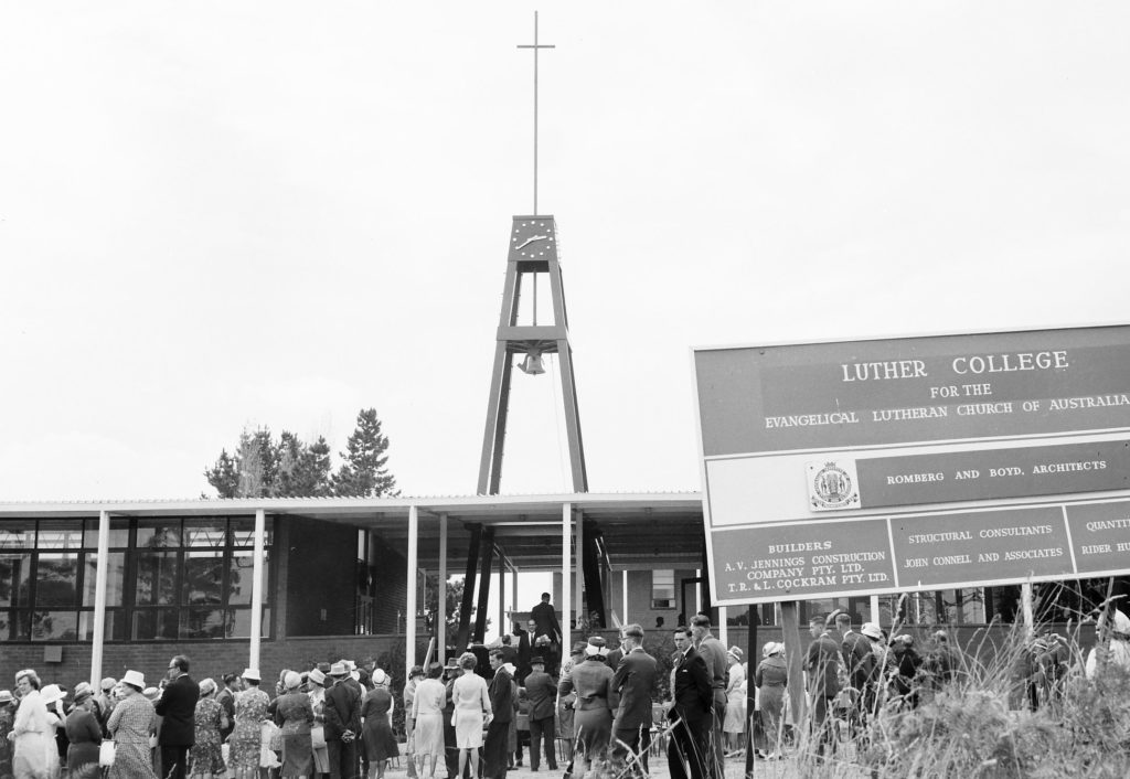 The historic bell tower depicted in a black and white image